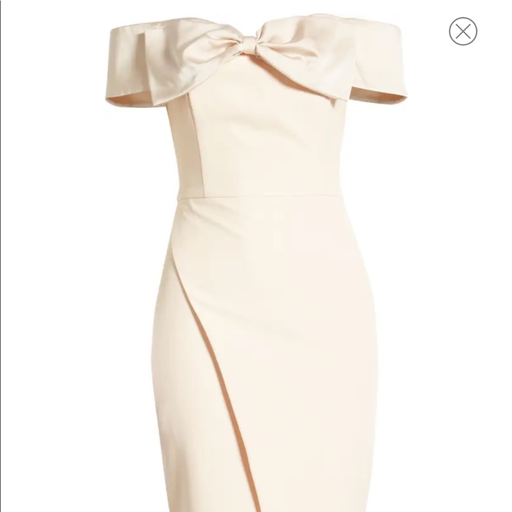 Lavish Alice Nude off the shoulder midi dress - Picture 3 of 8